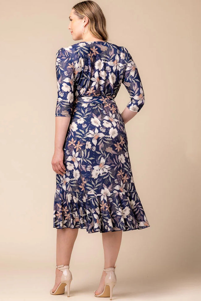 Plus Size Dresses Plus Size Print Short Cocktail Dress Soft Navy Florals
