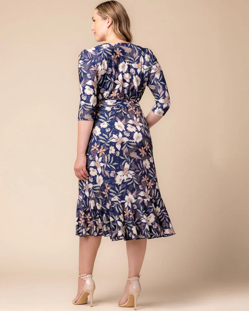 Plus Size Dresses Plus Size Formal Floral Print Midi Cocktail Formal Dress Kiyonna 12132217 Soft Navy Florals