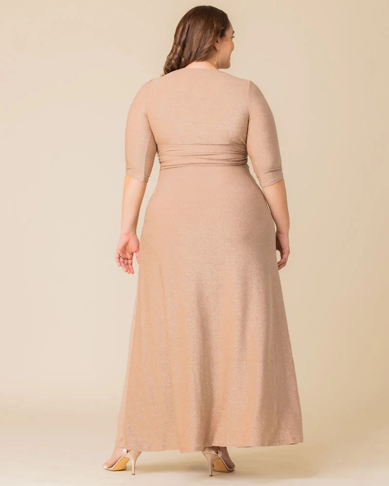Plus Size Dresses Long Formal Plus Size Glitter Evening Mother of the Bride Dress Kiyona 12182203 Champagne