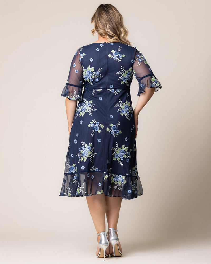 Plus Size Dresses Short Cocktail Floral A line Plus Size Dress Kiyona 12192102 Glistening Blue Blooms