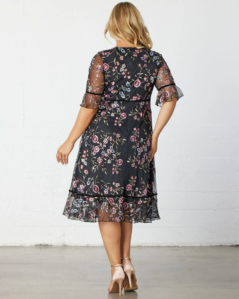 Plus Size Dresses Short Cocktail Floral A line Plus Size Dress Kiyona 12192102 Moonlit Garden