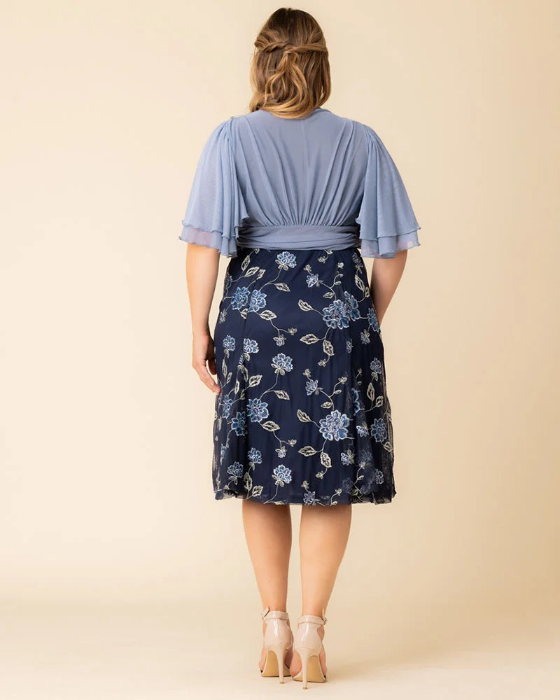 Plus Size Dresses Short Floral Midi Evening Cocktail Plus Size Dress Kiyona 12232102 Navy Blue Blooms