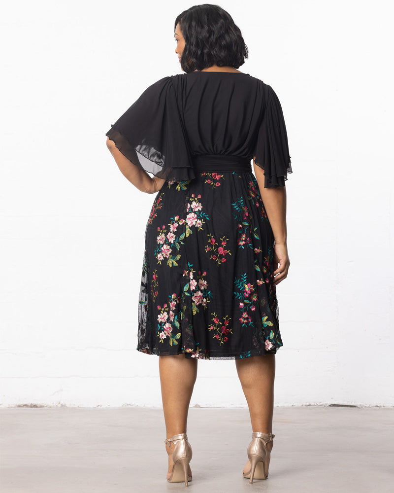 Plus Size Dresses Short Floral Midi Evening Cocktail Plus Size Dress Kiyona 12232102 Onyx Blooms