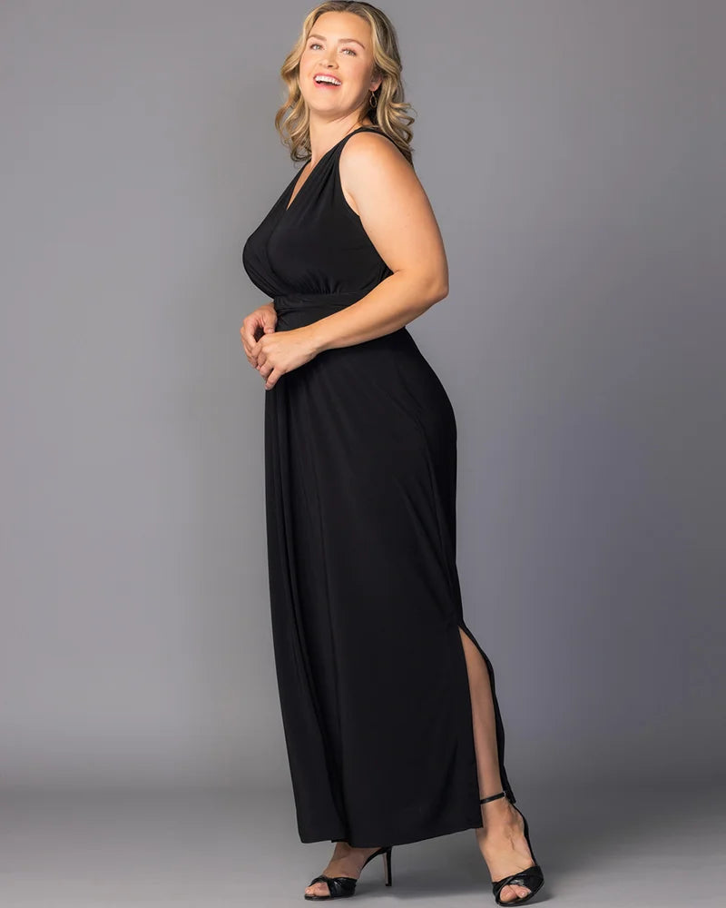 V-Neck Floor-Length Jersey Formal A-Line Kiyonna 12262203