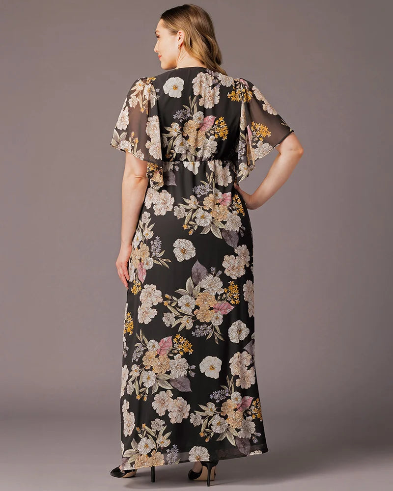 Plus Size Dresses Long Formal Mother of the Bride Plus Size Dress Kiyonna 13212904 Midnight Peony Print