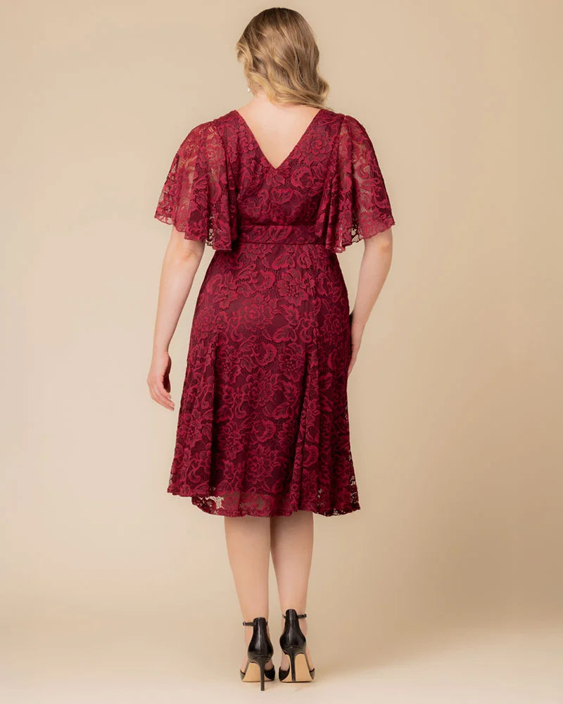 Plus Size Dresses Short Lace Midi Cocktail Plus Size Dress Burgundy Wine