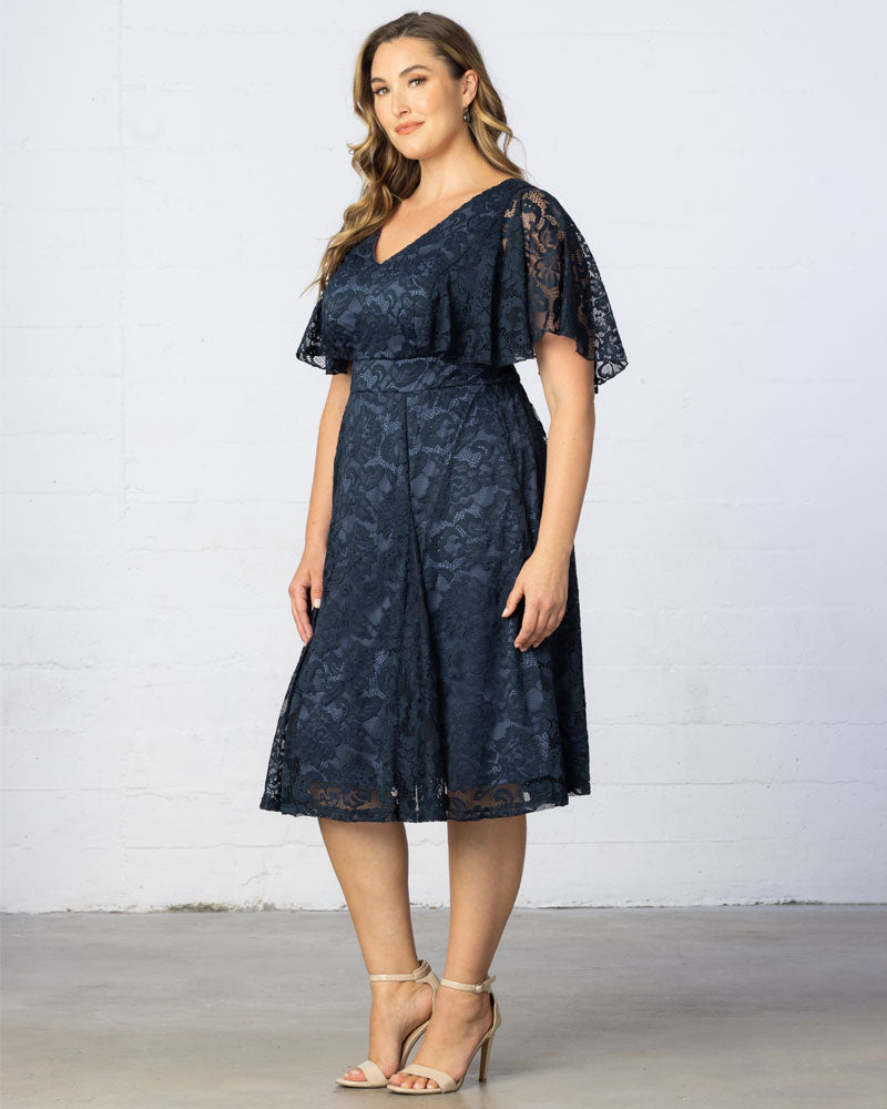 Plus Size Dresses Short Lace Midi Cocktail Plus Size Dress Twilight Blue