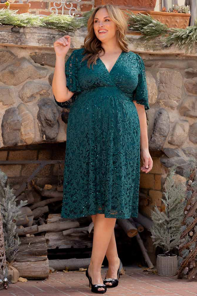 Plus Size Dresses A Line Plus Size Lace Short Cocktail Dress Emerald Green