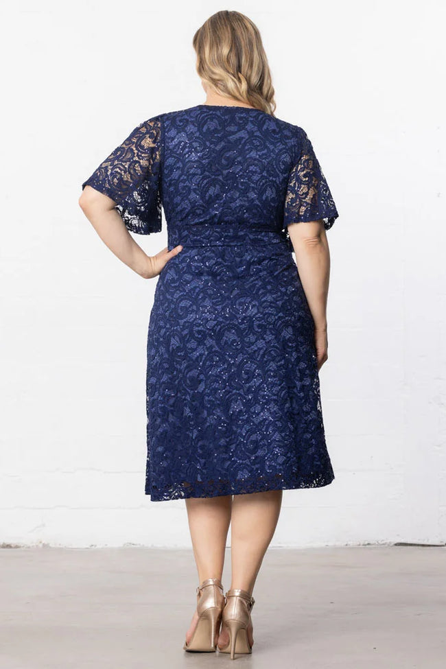 Plus Size Dresses A Line Plus Size Lace Short Cocktail Dress Nocturnal Navy Sequins