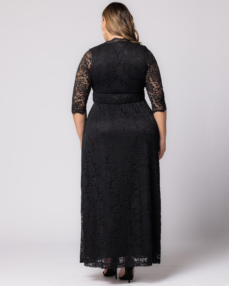 Plus Size Dresses Long Formal Lace Plus Size Dress Onyx