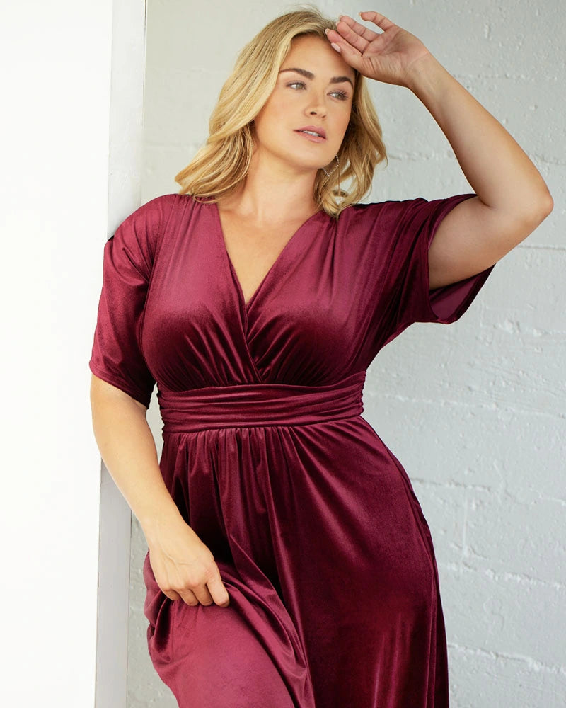 Plus Size Dresses Long Formal Velvet Evening Plus Size Dress Pinot Noir