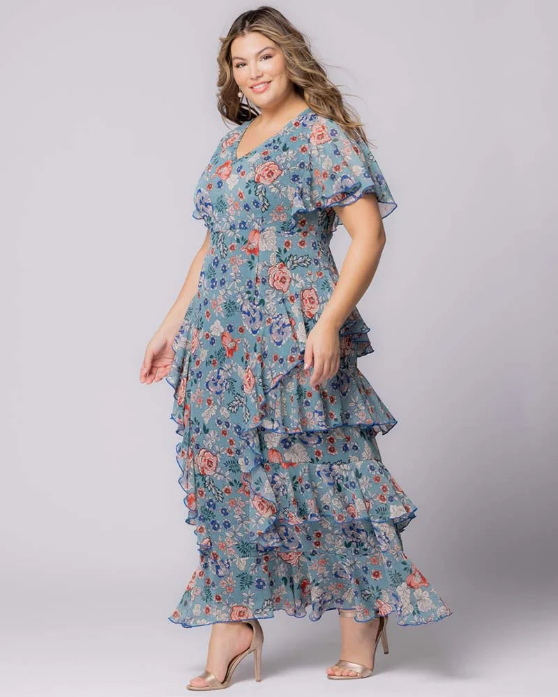 V-Neck Floor-Length Chiffon Evening A-Line Kiyonna 17191301