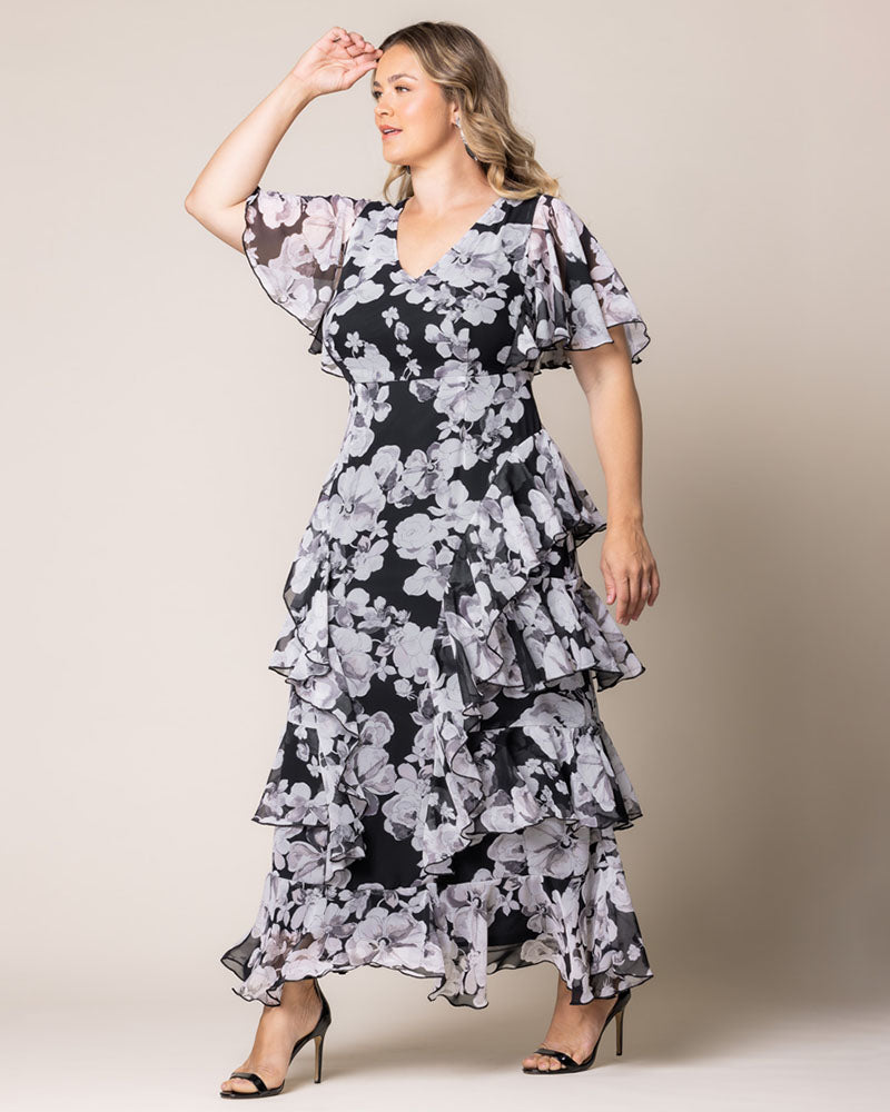 V-Neck Floor-Length Chiffon Evening A-Line Kiyonna 17191301