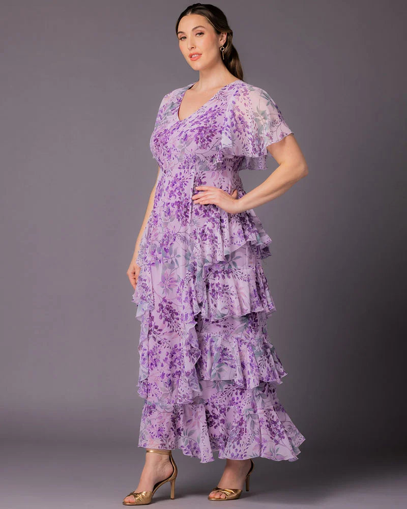 V-Neck Floor-Length Chiffon Evening A-Line Kiyonna 17191301