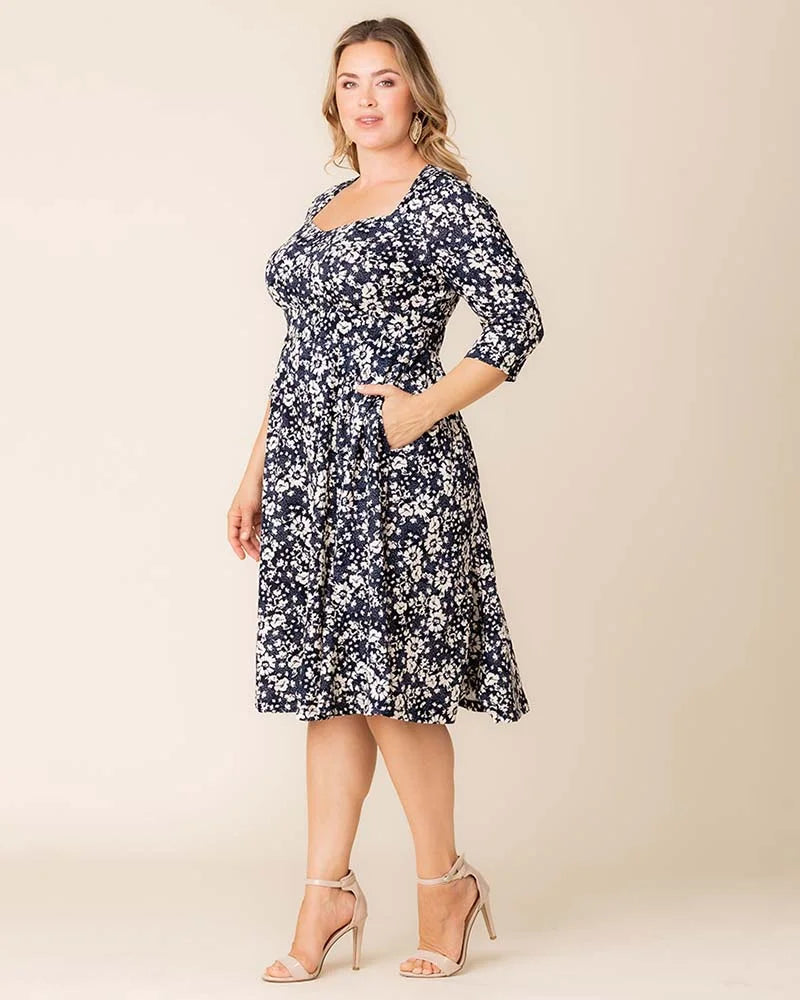 Plus Size Dresses Short Cocktail A Line Plus Size Dress Aegean Blue Florals