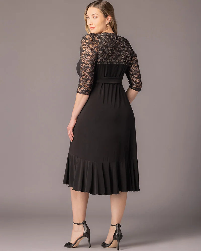 Plus Size Dresses Asymetric Lace Cocktail Plus Size Dress Kiyonna 18163207 Black Noir