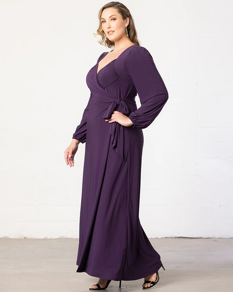 Plus Size Dresses Plus Size Mother of the Bride Long Sleeve Formal Dress Kiyona 18222201 Imperial Plum