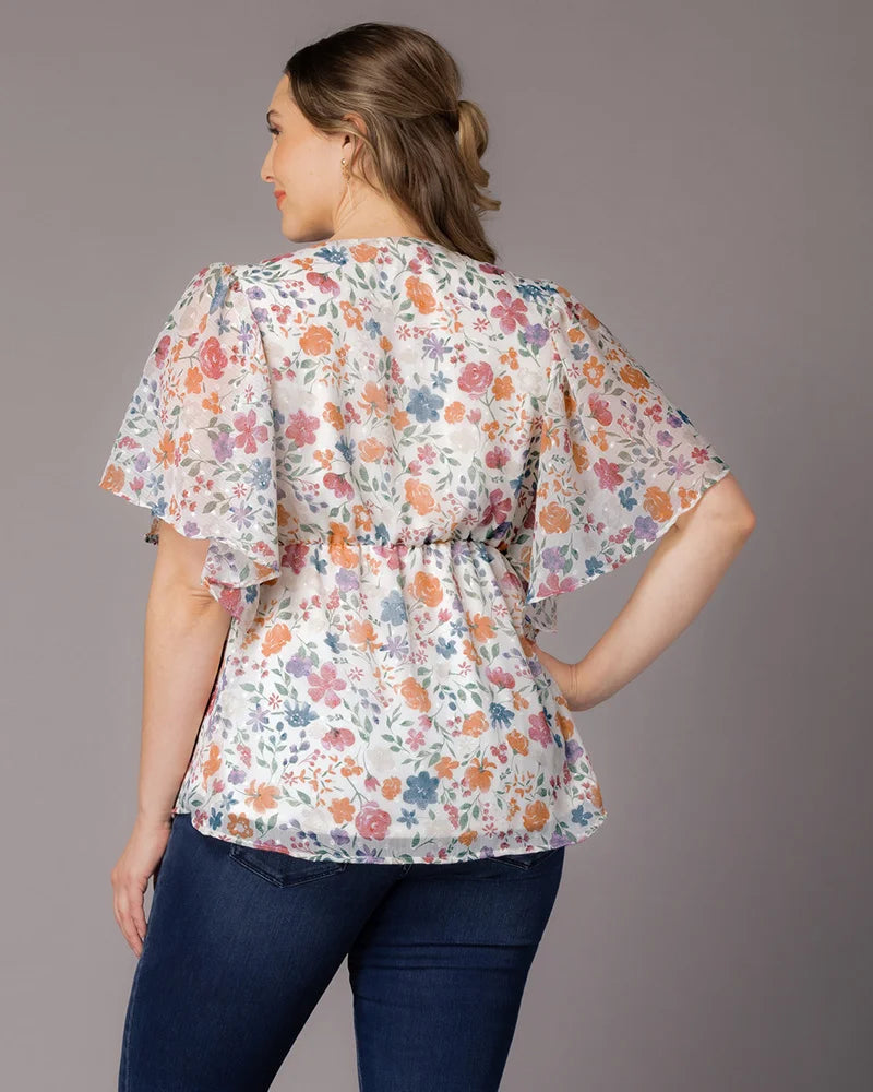 V-Neck Mini Chiffon Occasion Empire Waist Top Kiyonna KY21192807