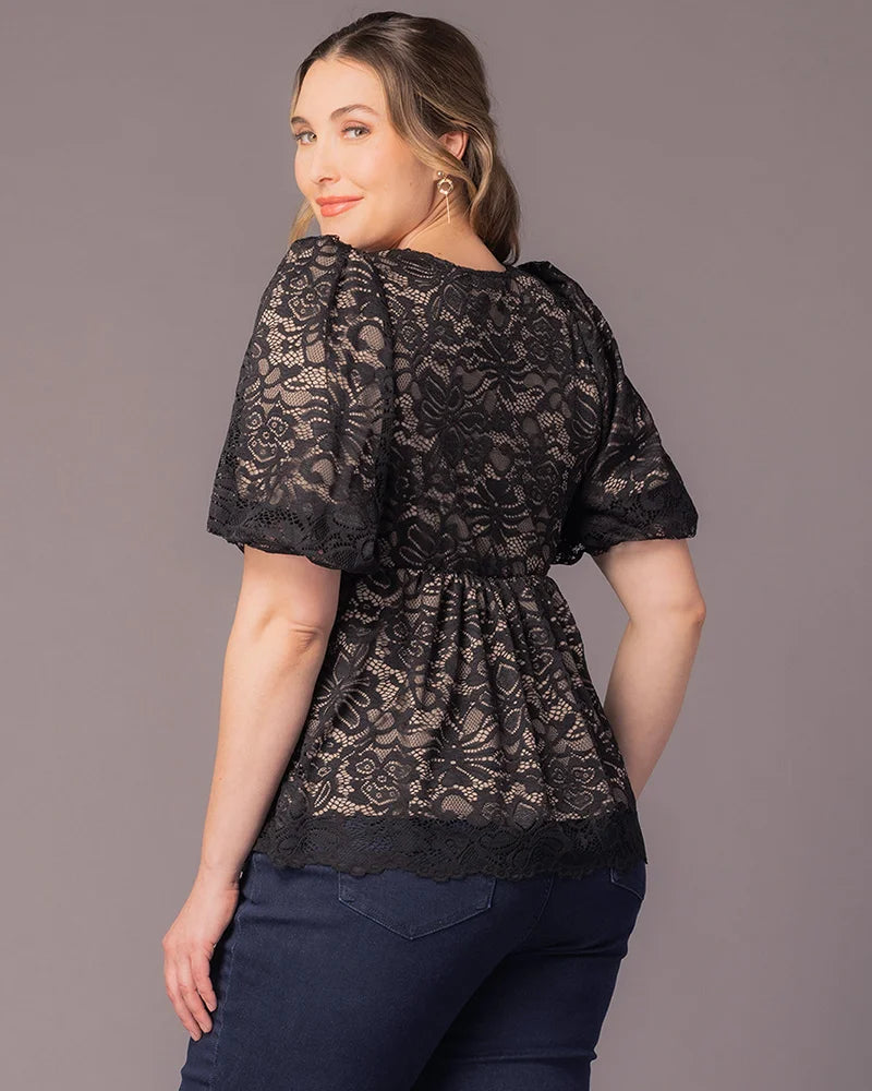 Square Knee-Length Lace Cocktail Fit & Flare Kiyonna 21260901
