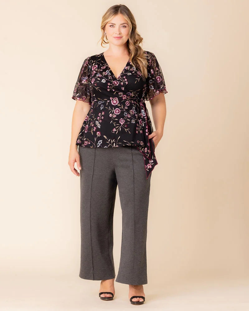 Top Formal Print Evening Fitted Top Kiyonna 22252104 Moonlit Garden
