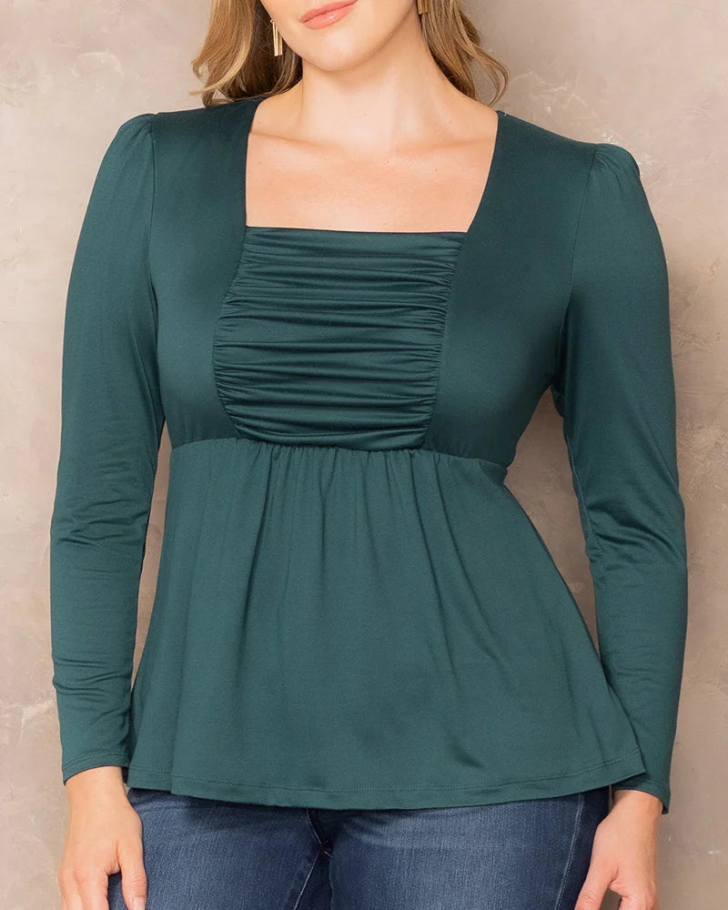 Top Long Sleeve Formal Plus Size Top Kiyona 23111801 Hunter Green