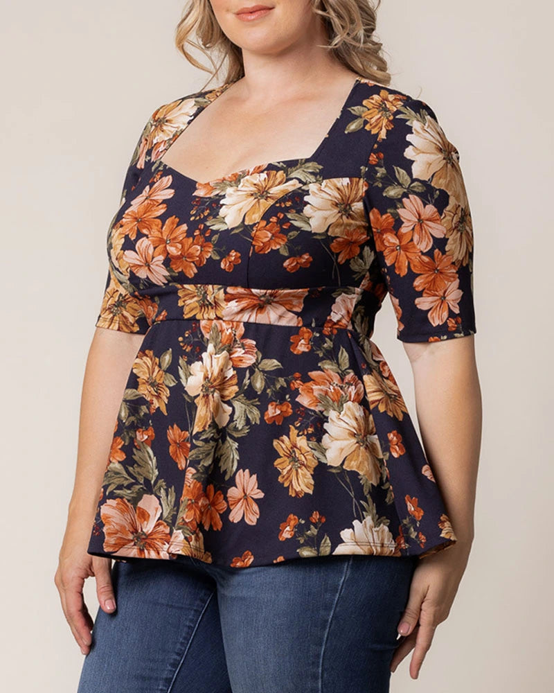 Top Formal Plus Size Floral Top Kiyonna 23132401 Autumn Garden