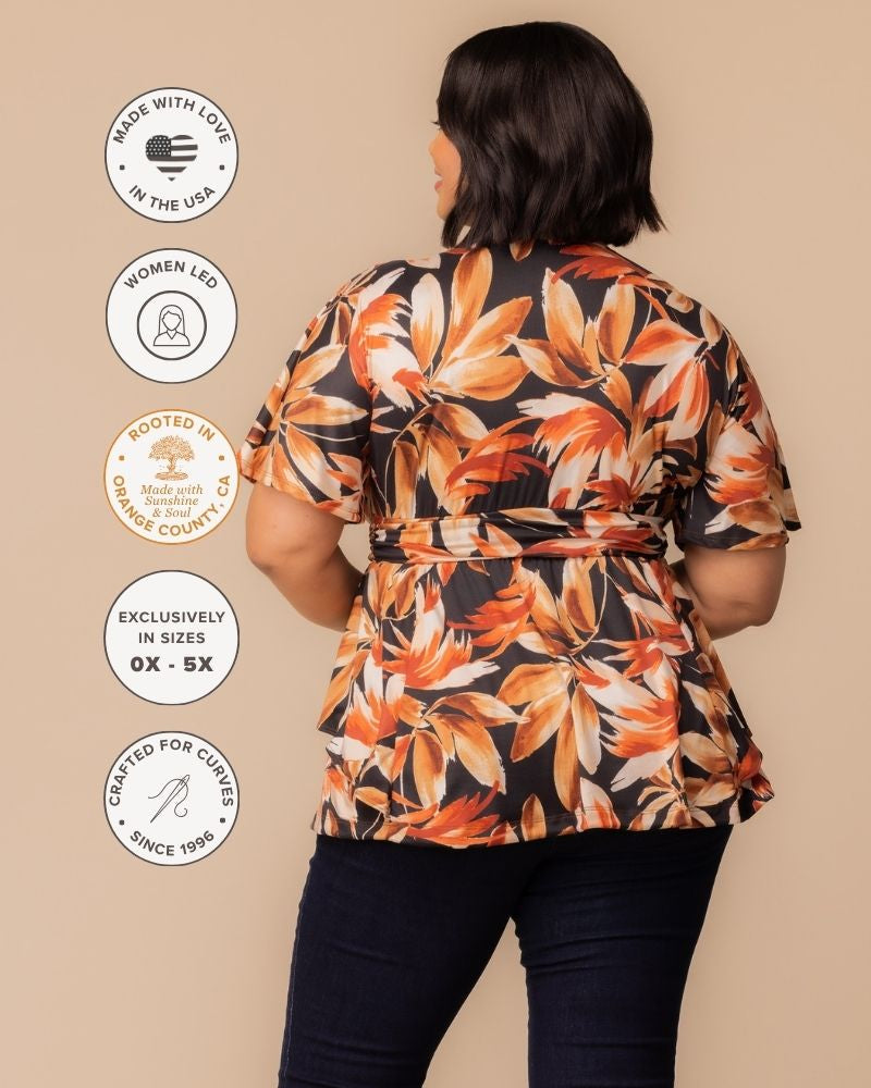 Top Formal Floral Print Plus Size Top Kiyona 23211803 Harvest Fest