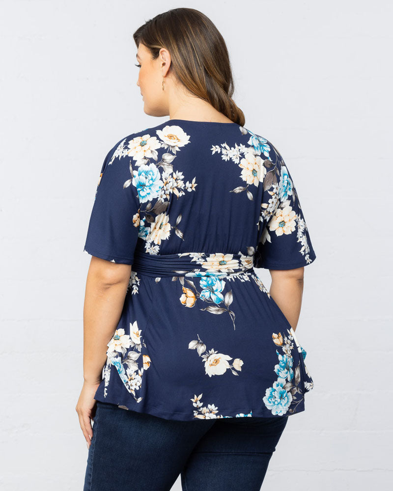 Top Formal Floral Print Plus Size Top Kiyona 23211803 Navy Floral