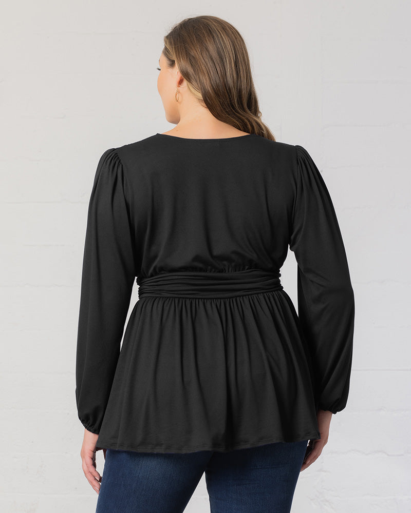 Top Long Sleeve Formal Top Black Noir