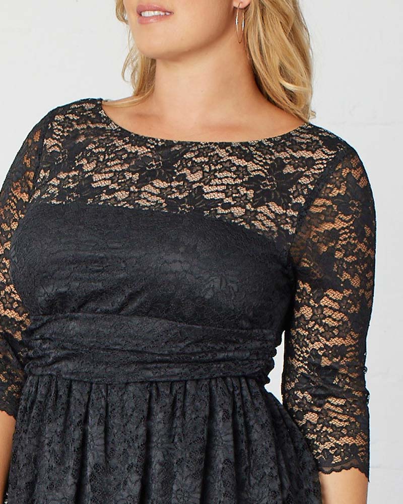 Plus Size Dresses Lace A Line Short Midi Cocktail Plus Size Dress Kiyona 12120901 Black