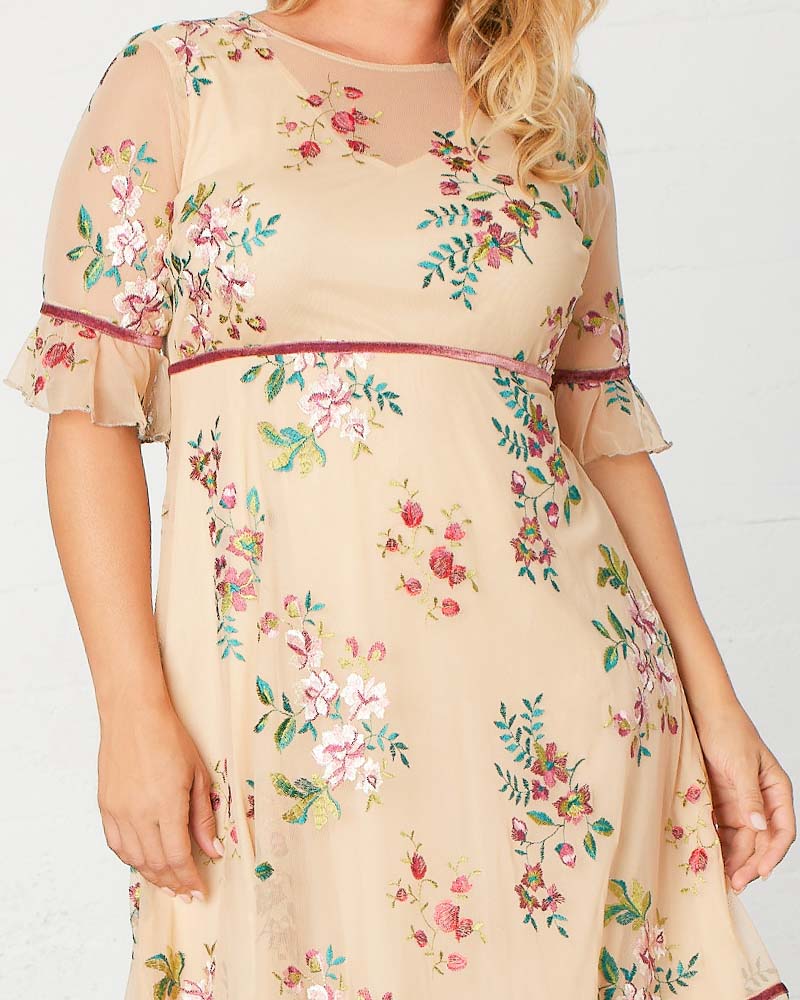 Plus Size Dresses Short Cocktail Floral A line Plus Size Dress Kiyona 12192102 Pink/Blush