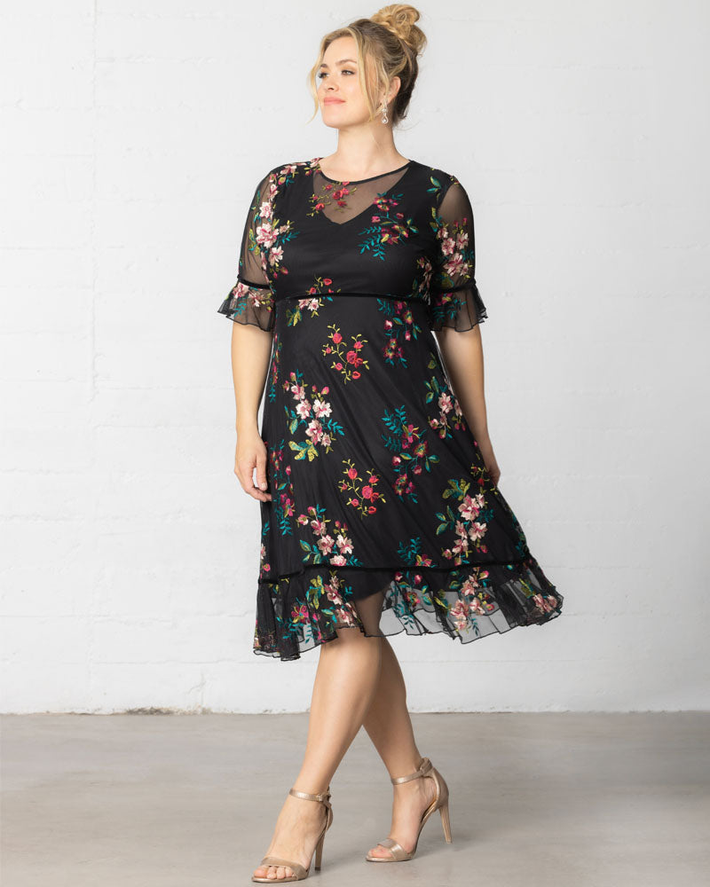 Plus Size Dresses Short Cocktail Floral A line Plus Size Dress Kiyona 12192102 Onyx Blooms
