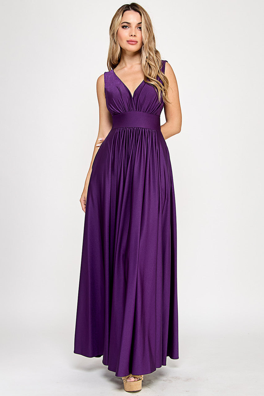 Formal Dresses Pleated Formal A Line Long Dress Lenovia 5232 Purple