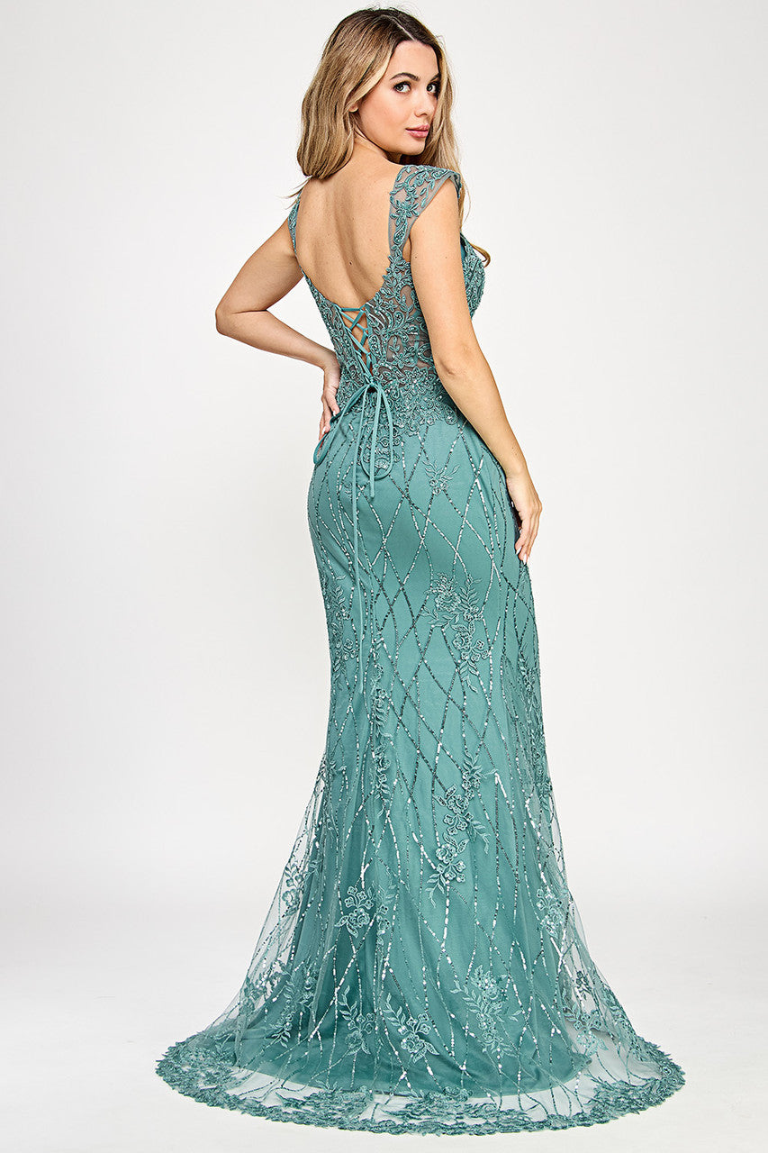 Prom Dresses Mermaid Sequin Long Formal Dress Lenovia 8350 Teal