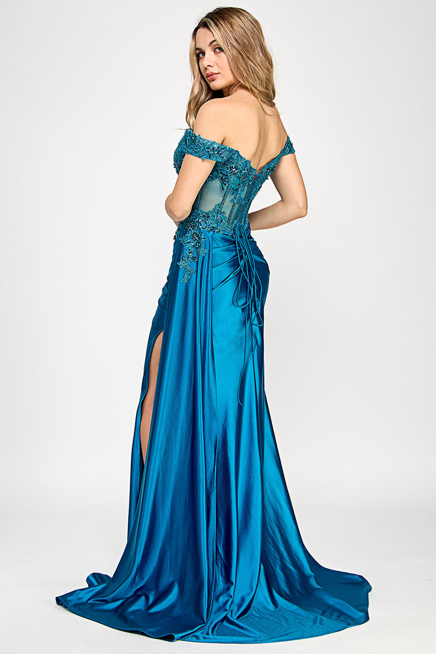 Prom Dresses Fitted Formal Long Prom Evening Beaded Dress Lenovia 8360 Blue