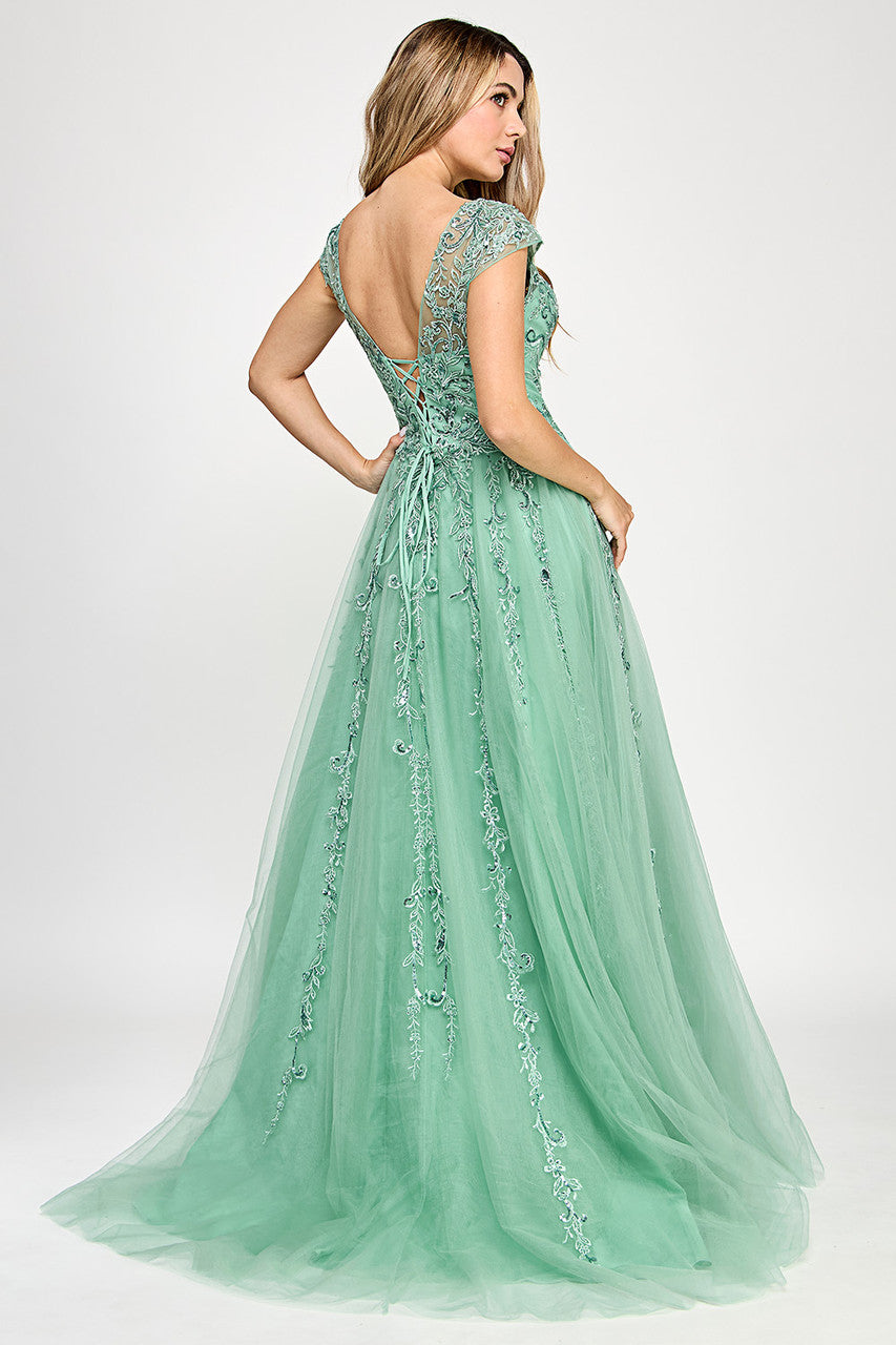 Formal Dresses Formal Corset A Line Long Prom Dress Lenovia 8349 Sage