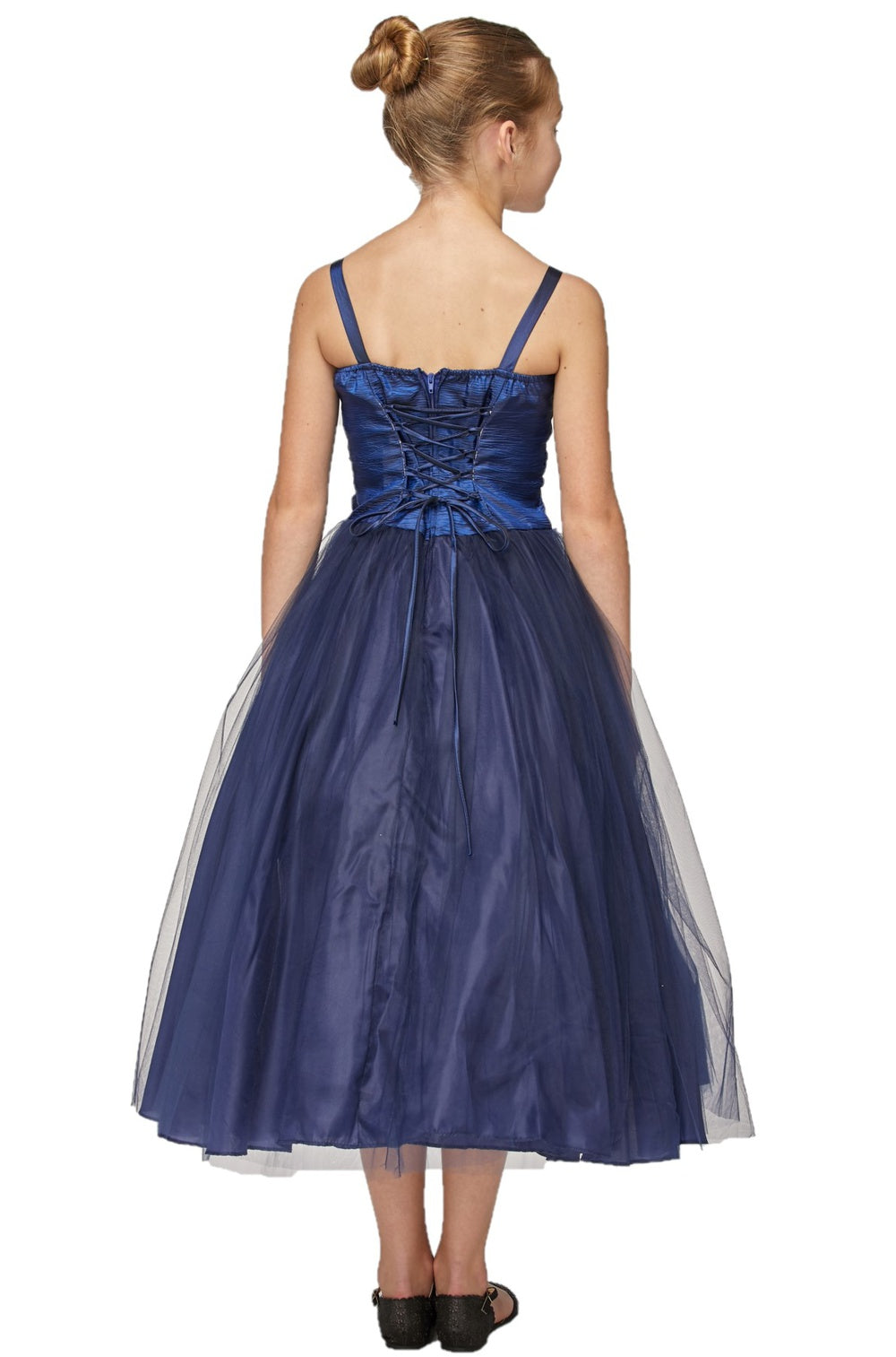 Flower Girl Dresses A Line Flower Girl Tea Length Dress Navy