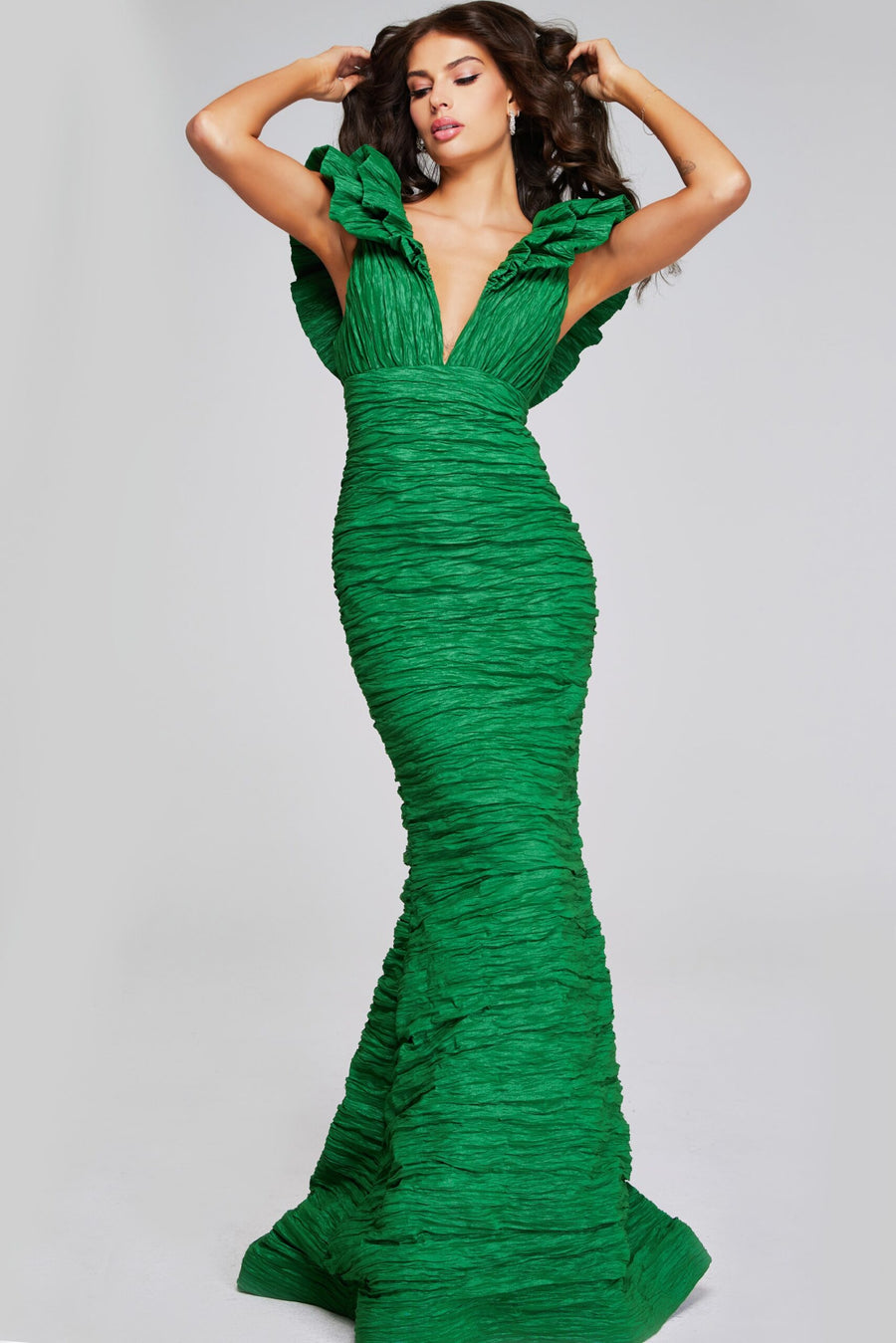 Formal Dresses Long Mermaid Ruffled Formal Dress Green