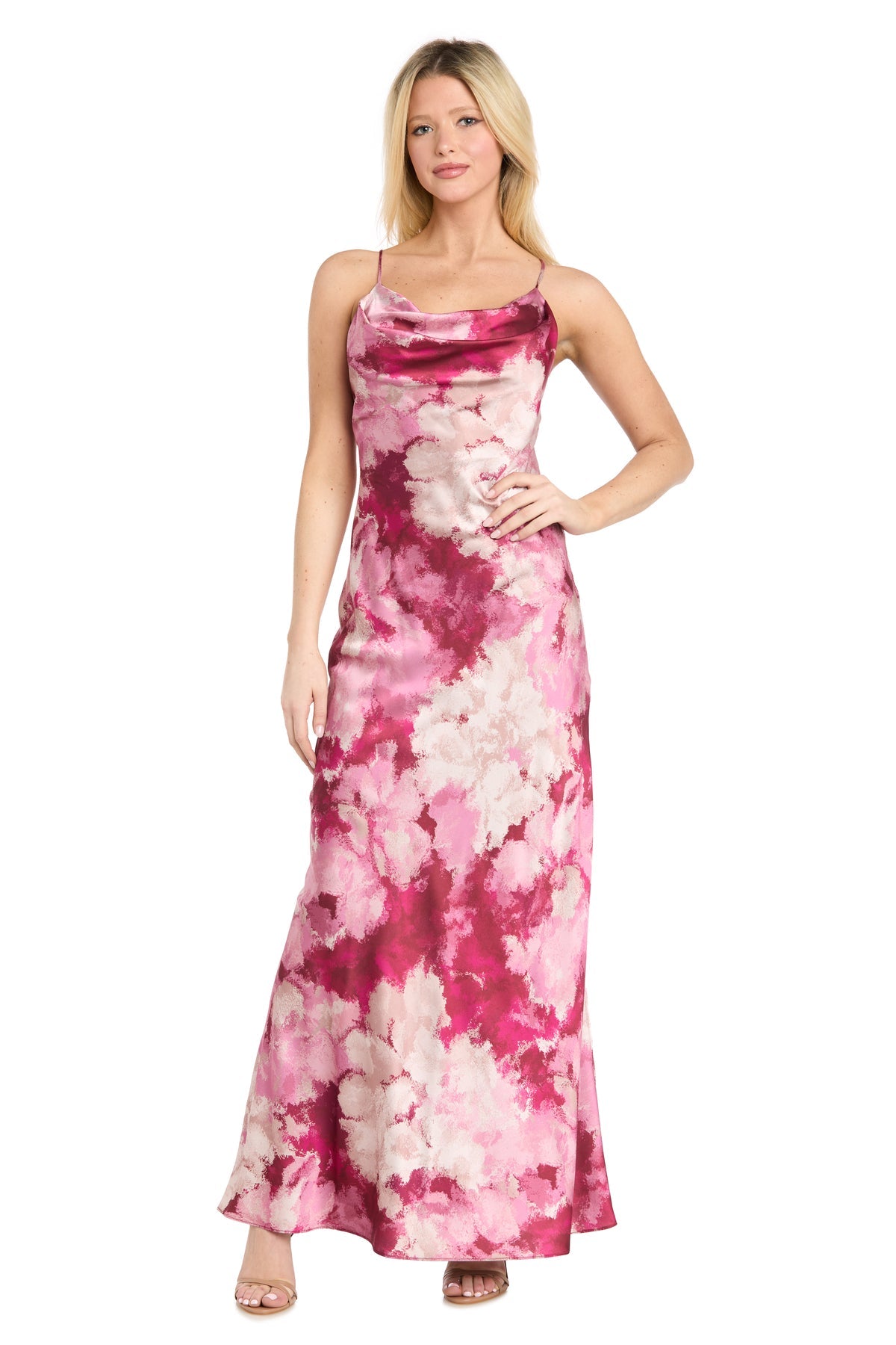 Cowl Floor-Length Satin Evening Sheath R&M Richards 40044