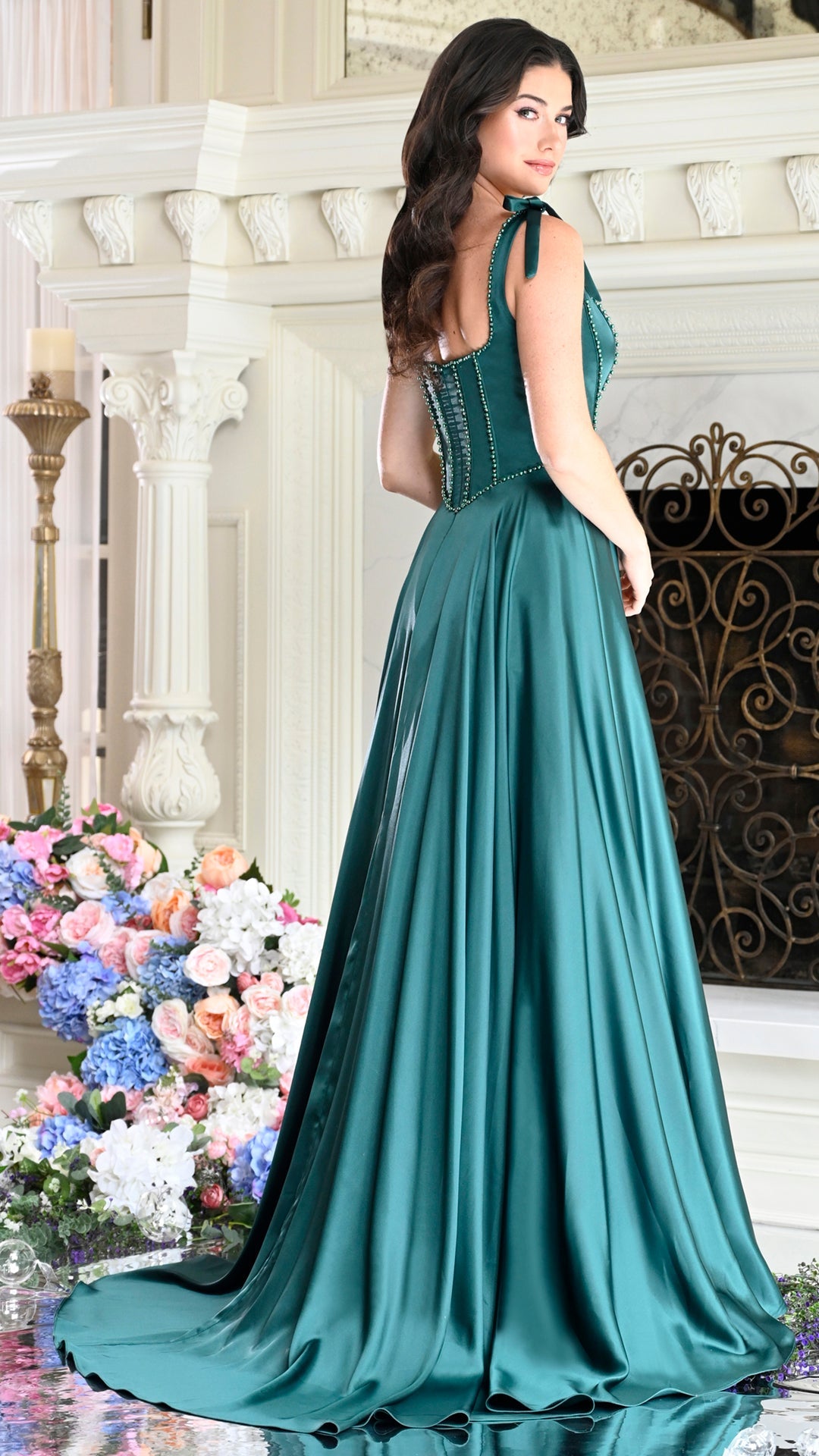 Square Floor-Length Satin Occasion A-Line Colors 4006