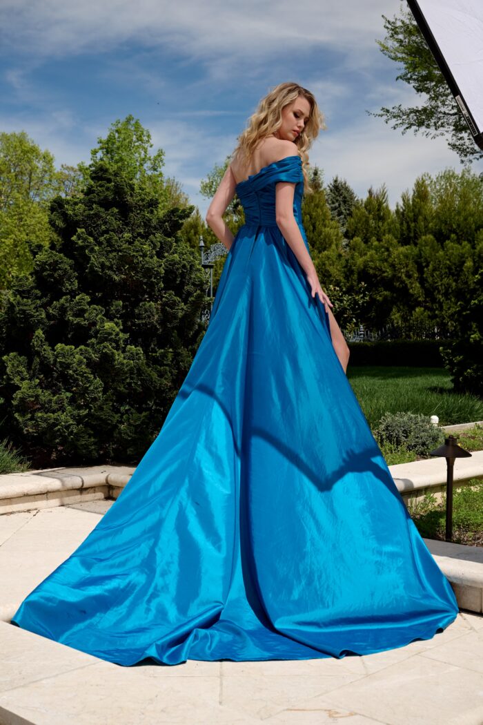 Prom Dresses Short Overskirt High Slit Prom Dress Teal