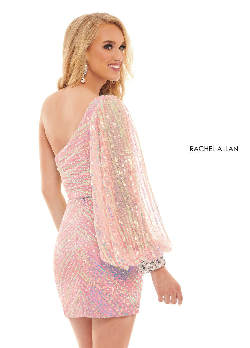 One-Shoulder Mini Sequin Cocktail Two-Piece Rachel Allan 40174