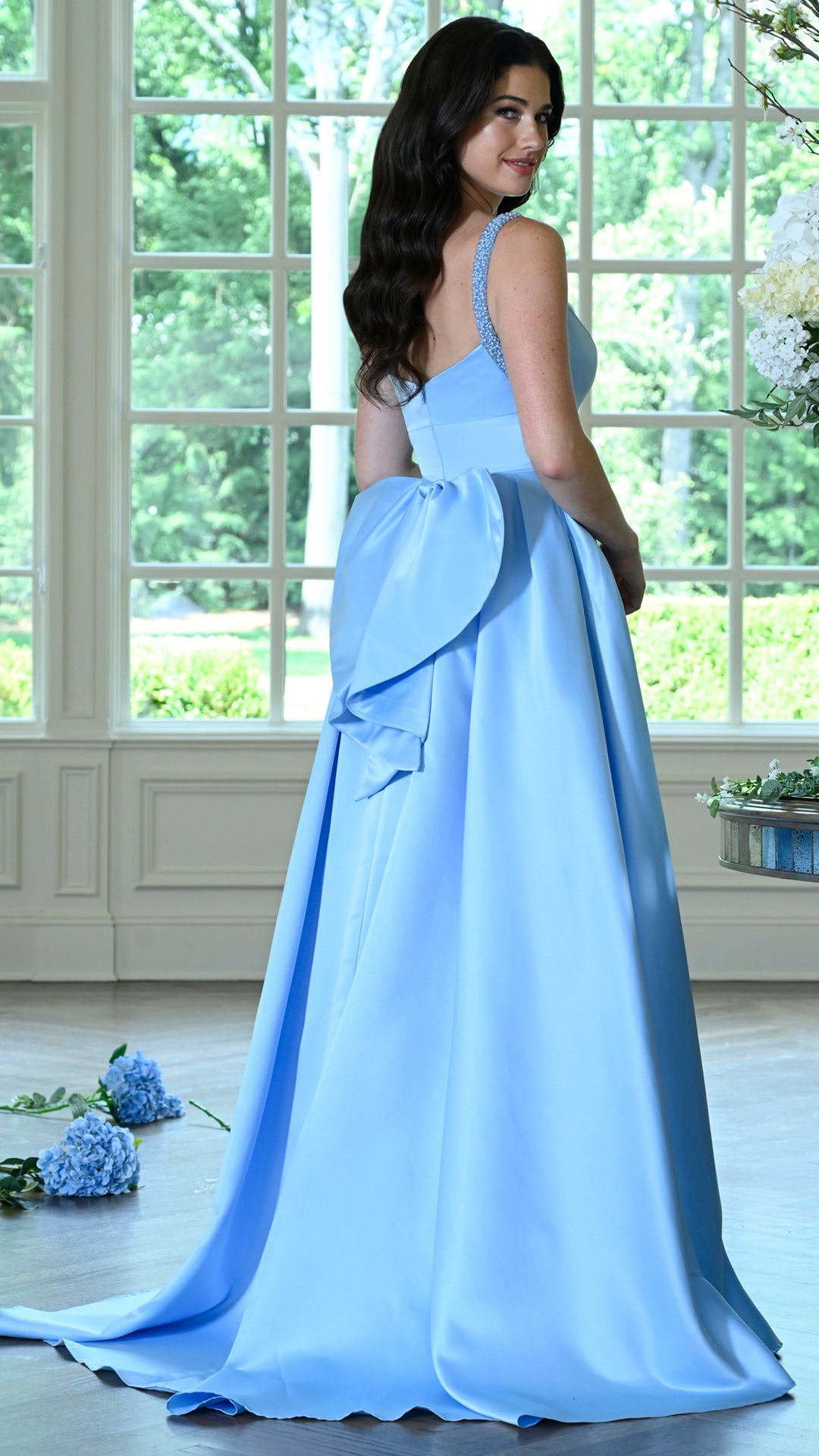 V-Neck Floor-Length Satin Occasion A-Line Colors 4037