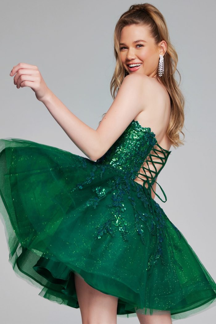 Cocktail Dresses Fitted Short Sequin Cocktail Dress Emerald