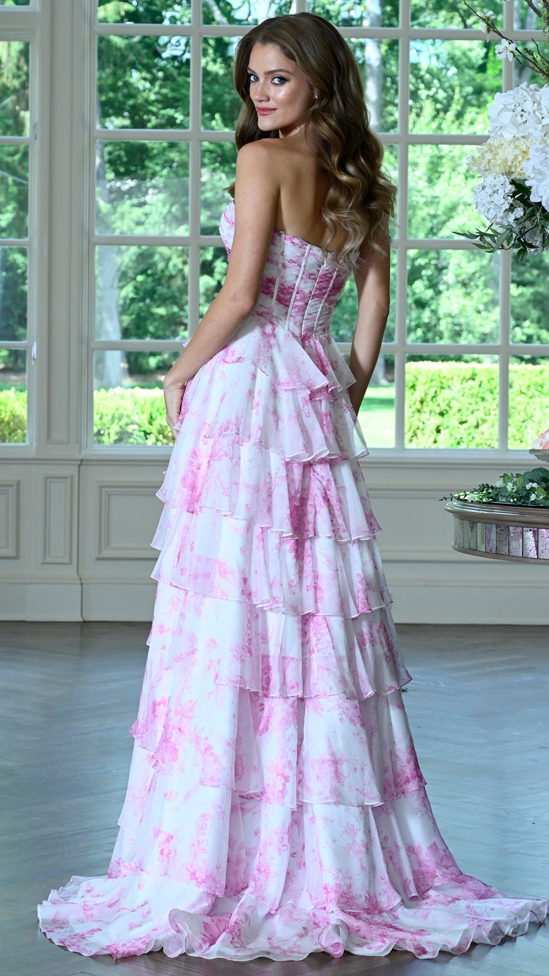 Strapless Curved Neck Floor-Length Chiffon Occasion A-Line Colors 4038