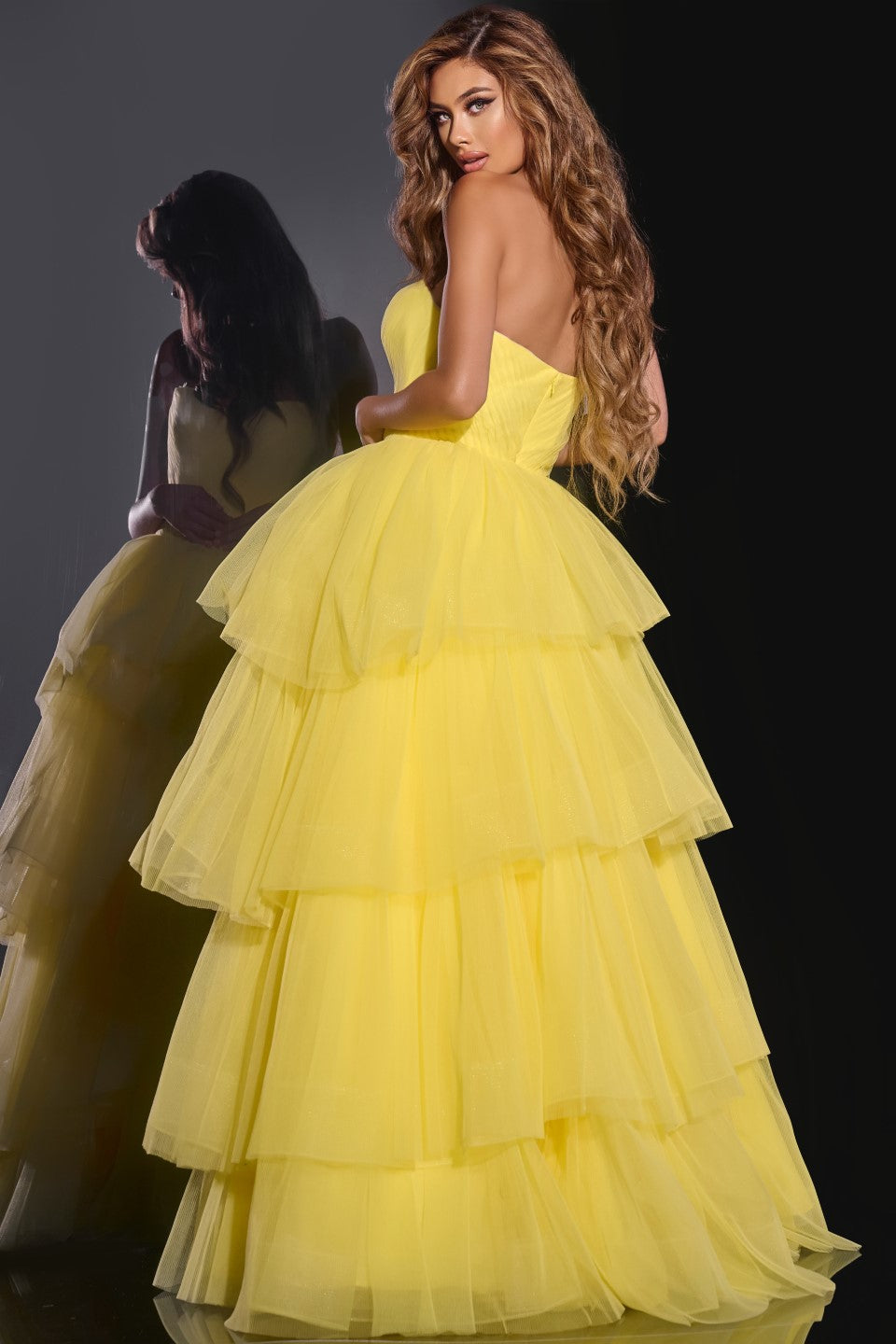 Prom Dresses Formal Layered Long Ball Gown Prom Dress Yellow