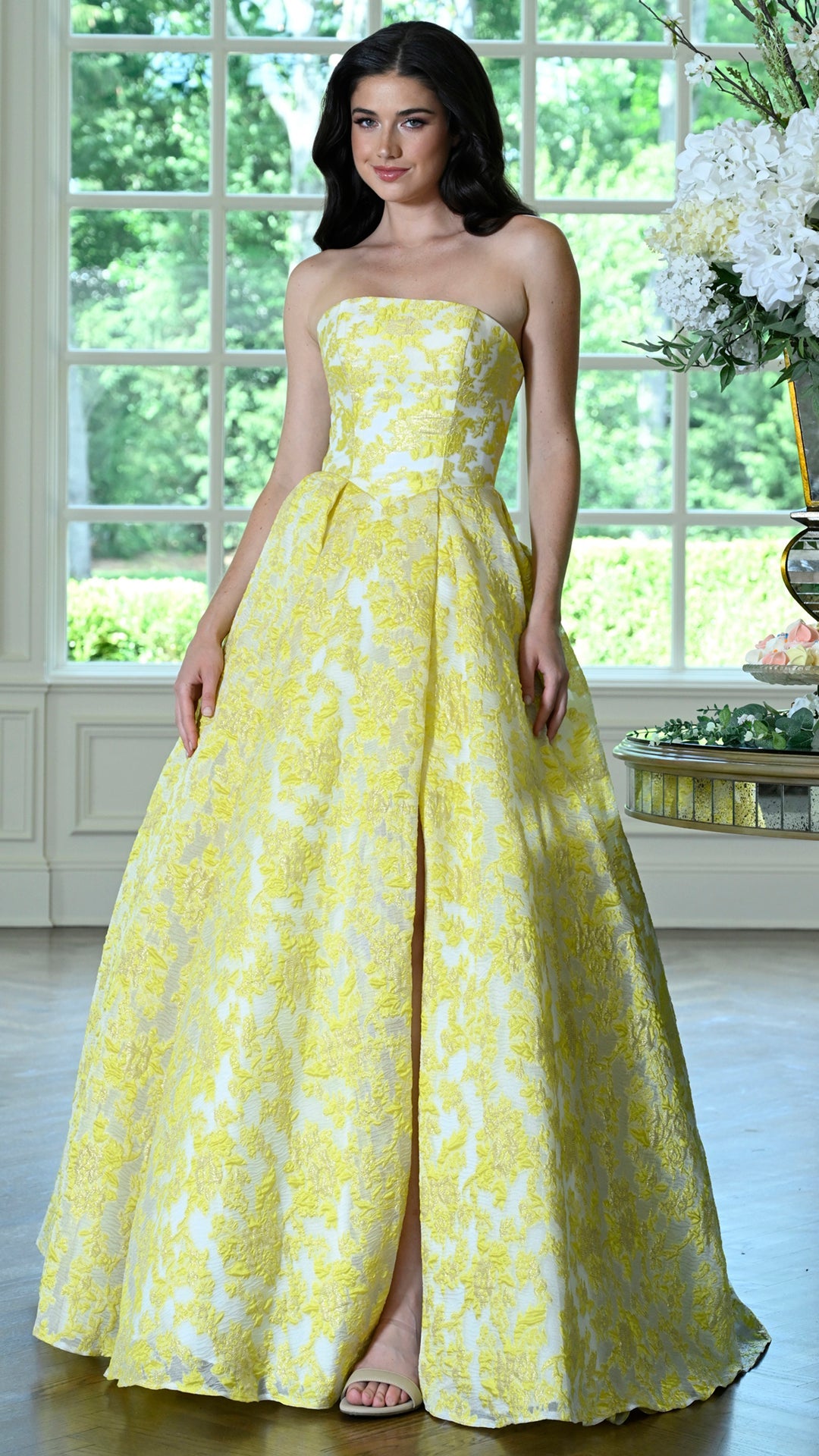 Strapless Straight Neck Floor-Length Lace Formal A-Line Colors 4039