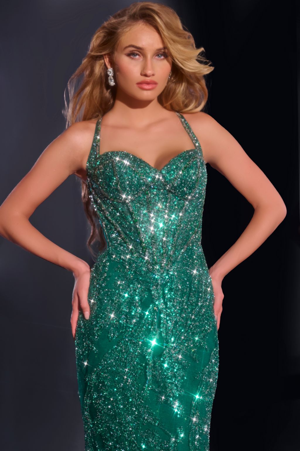 Prom Dresses Sequin Fitted Long Formal Evening Prom Dress Emerald