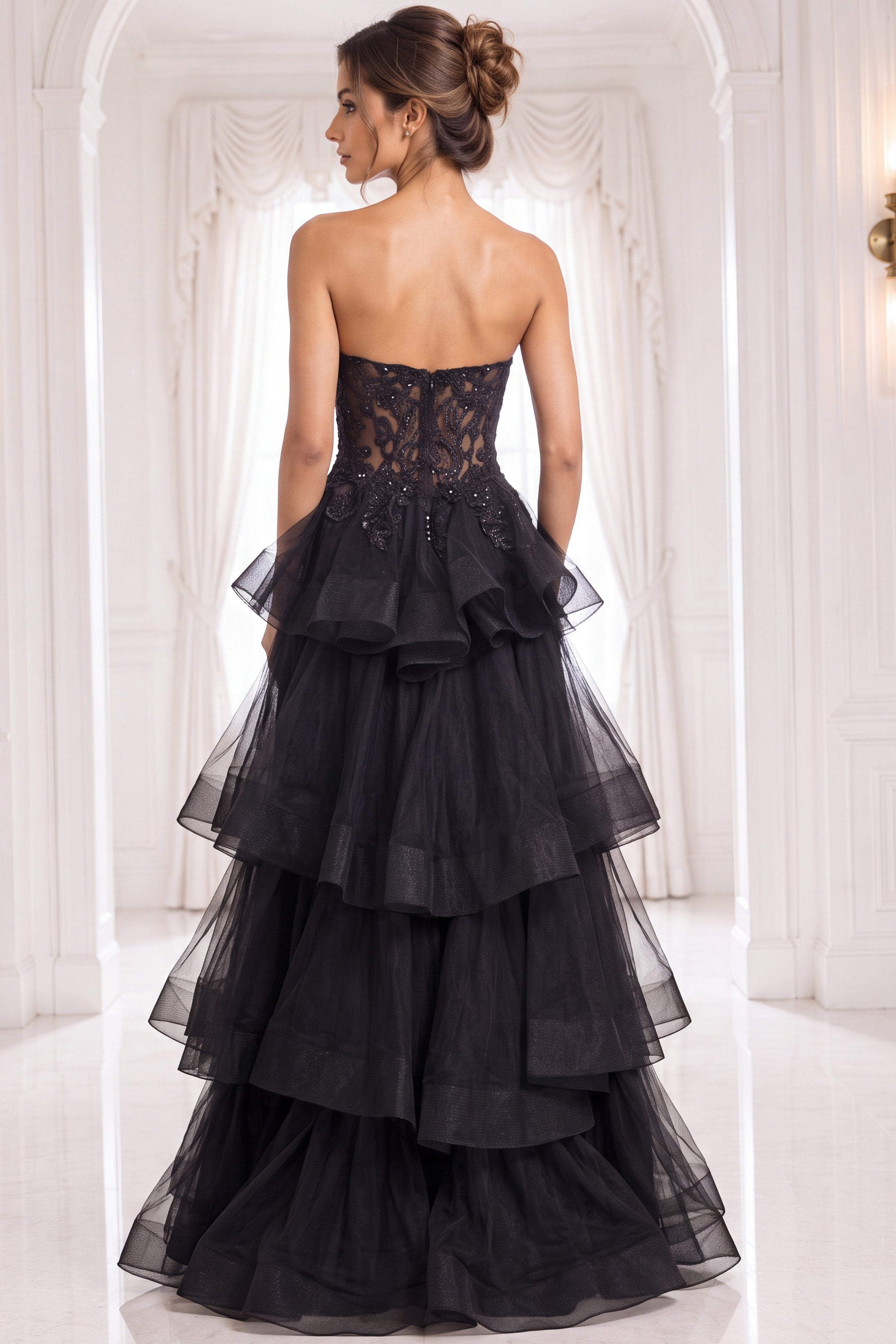 Black Sweetheart Floor-Length Tulle Prom Ball Gown Jovani 40502