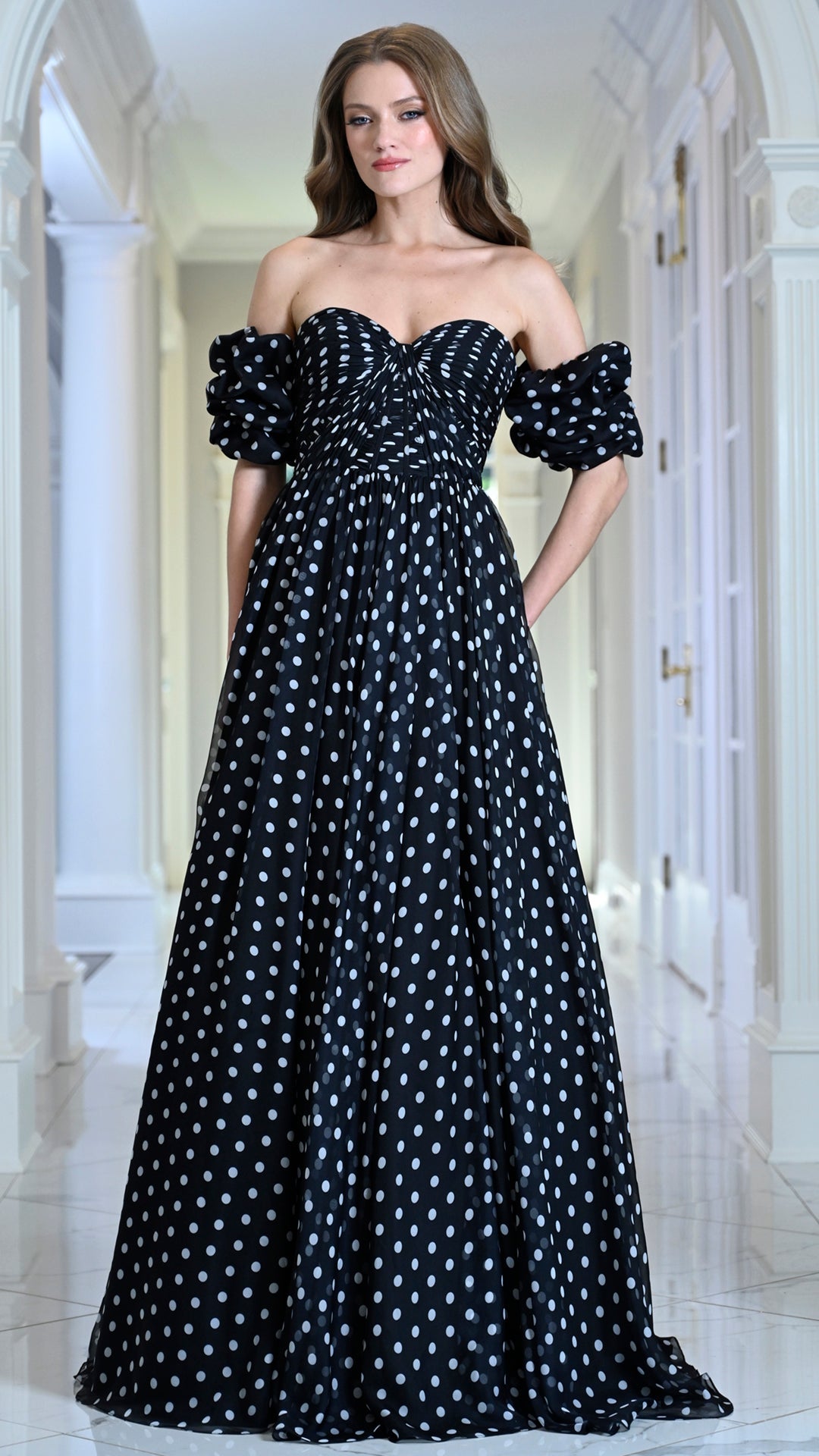 Strapless Curved Neck Floor-Length Chiffon Formal A-Line Colors 4053